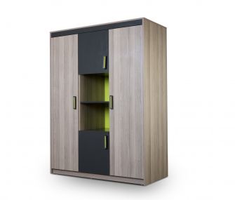 grey and green wardrobe, modern wardrobe, 3 doors wardrobe