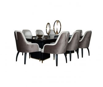 LF-D000510 Dining table with 8 chairs