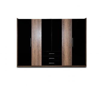 black wardrobe, wooden wardrobe, 6 doors wardrobe