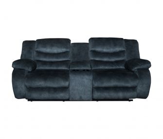 dark grey, reclining loveseat, living room