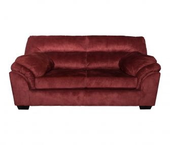 dark red, modern loveseat, living room