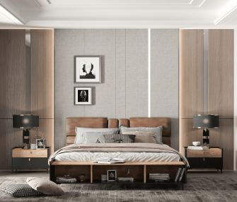 Brown Leather Bedroom,King Bedroom,HUB Furniture