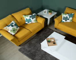 Yellow Sofa Set with Chaise Lounge